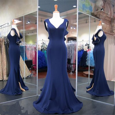 Mermaid V-neck Sleeveless Evening Gown With Sweep / Brush Train