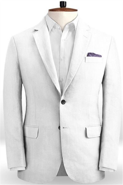 White Linen Summer Groom Tuxedos