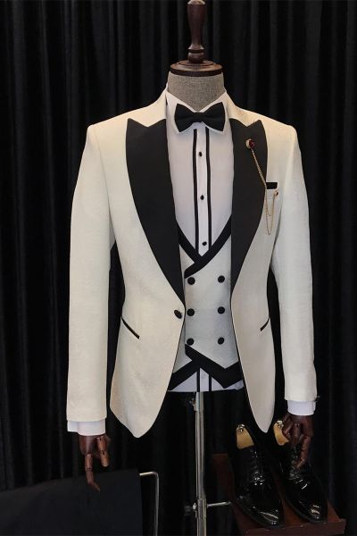 White Three Pieces Wedding Men Suit