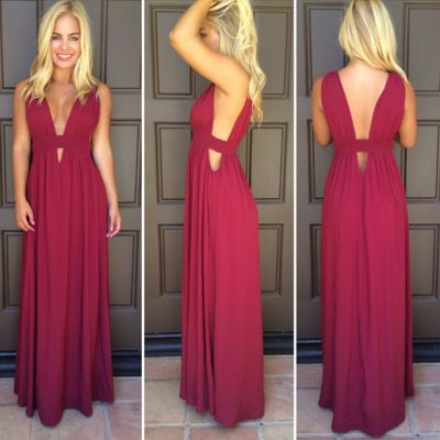 A-line Plunging Neckline Sleeveless Floor-length 100D Chiffon Evening Dress