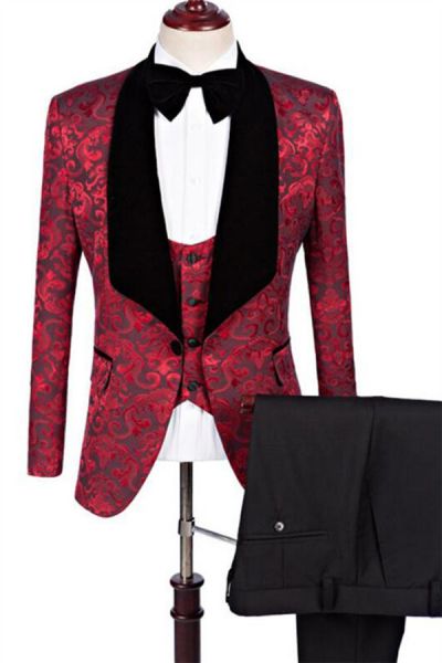 Ruby Flower Slim Fit Prom Suit