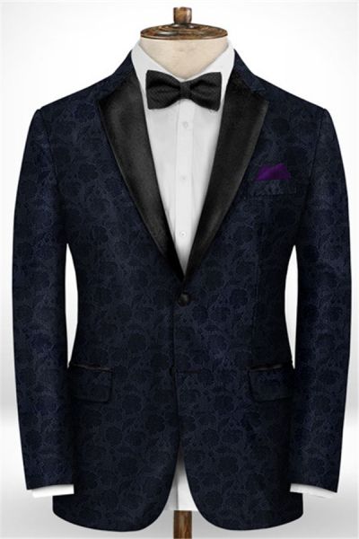 Black Jacquard Prom Men Suits