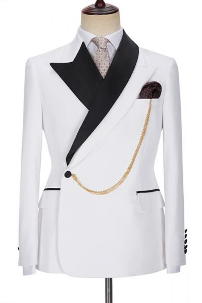 White Peaked Lapel Wedding Suit