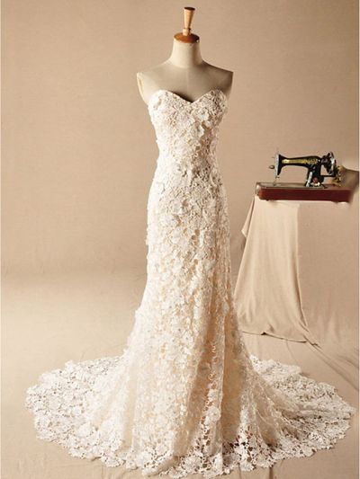 Mermaid Strapless Sleeveless Court Train Lace Wedding Gown With Beading
