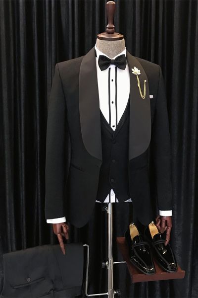 Black Shawl Lapel Wedding Men Suit