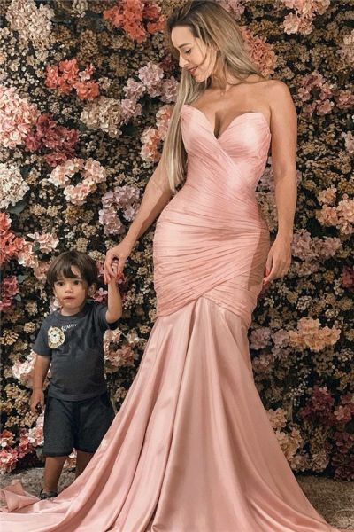 Mermaid Sweetheart Neck Sleeveless Floor-length Evening Dress With Ruffles