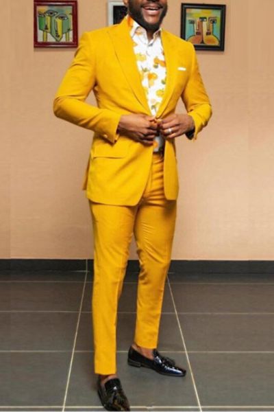Yellow Peaked Lapel Best Fitted Suit