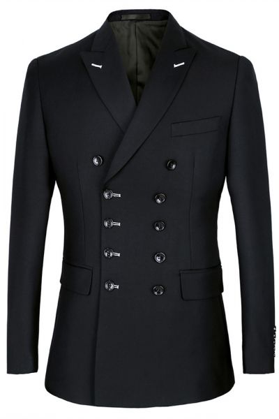 Black Double Breasted Business Men Suit with Slim Fit