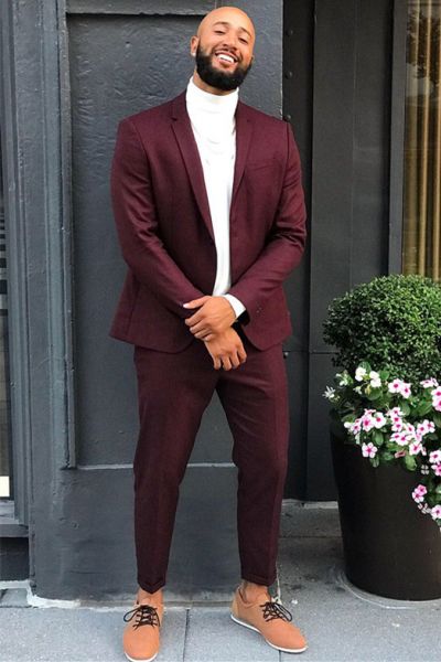 Burgundy Two Pieces Prom Men Suit
