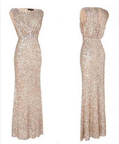 Mermaid Sleeveless Floor-length Wedding Guest Dress With Sequins
