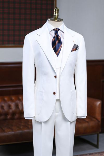 White Slim Fit Custom Business Suit