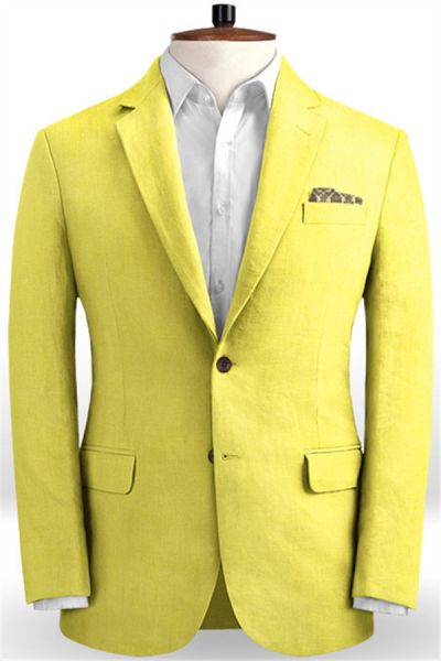 Shiny Yellow Slim Fit Men Suits