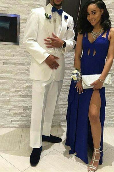 White Shawl Lapel Prom Suit