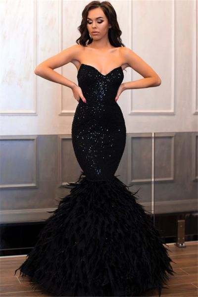 Mermaid Strapless Sleeveless Floor-length Evening Dress With Sequins