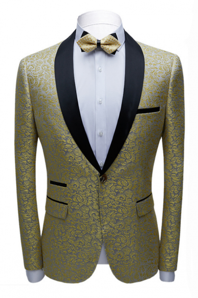 Black Satin Shawl Lapel Prom Suit