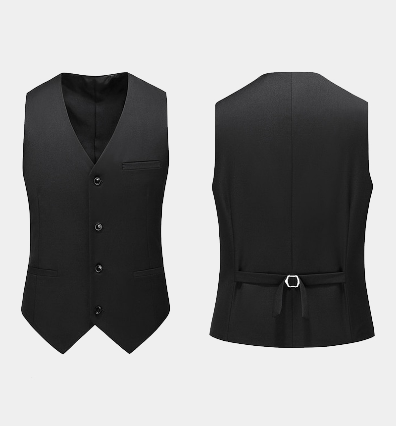 Black Single Breasted Wool Blend Prom Suit with Notched Lapel 3