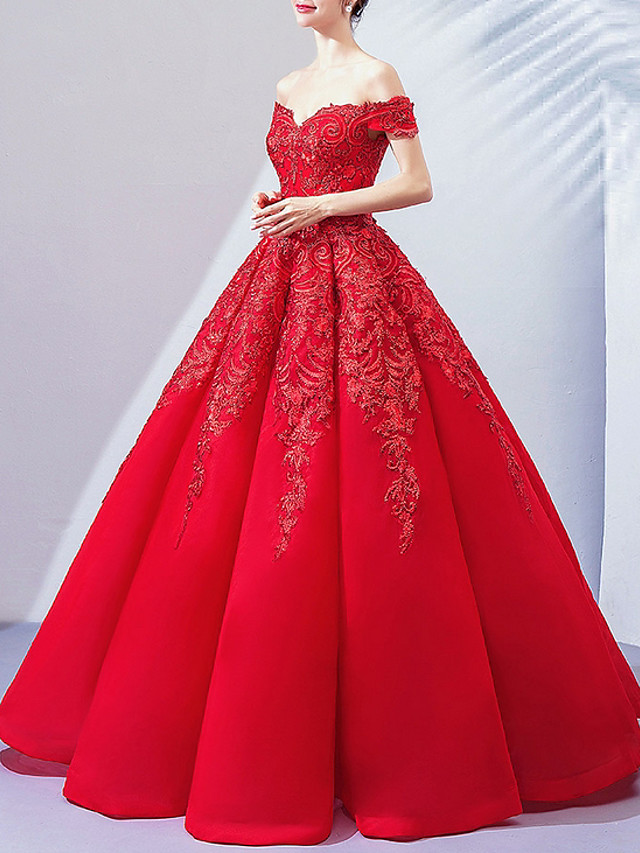 Ball Gown Cap Sleeves Floor-length Tulle Wedding Dress With Lace 4