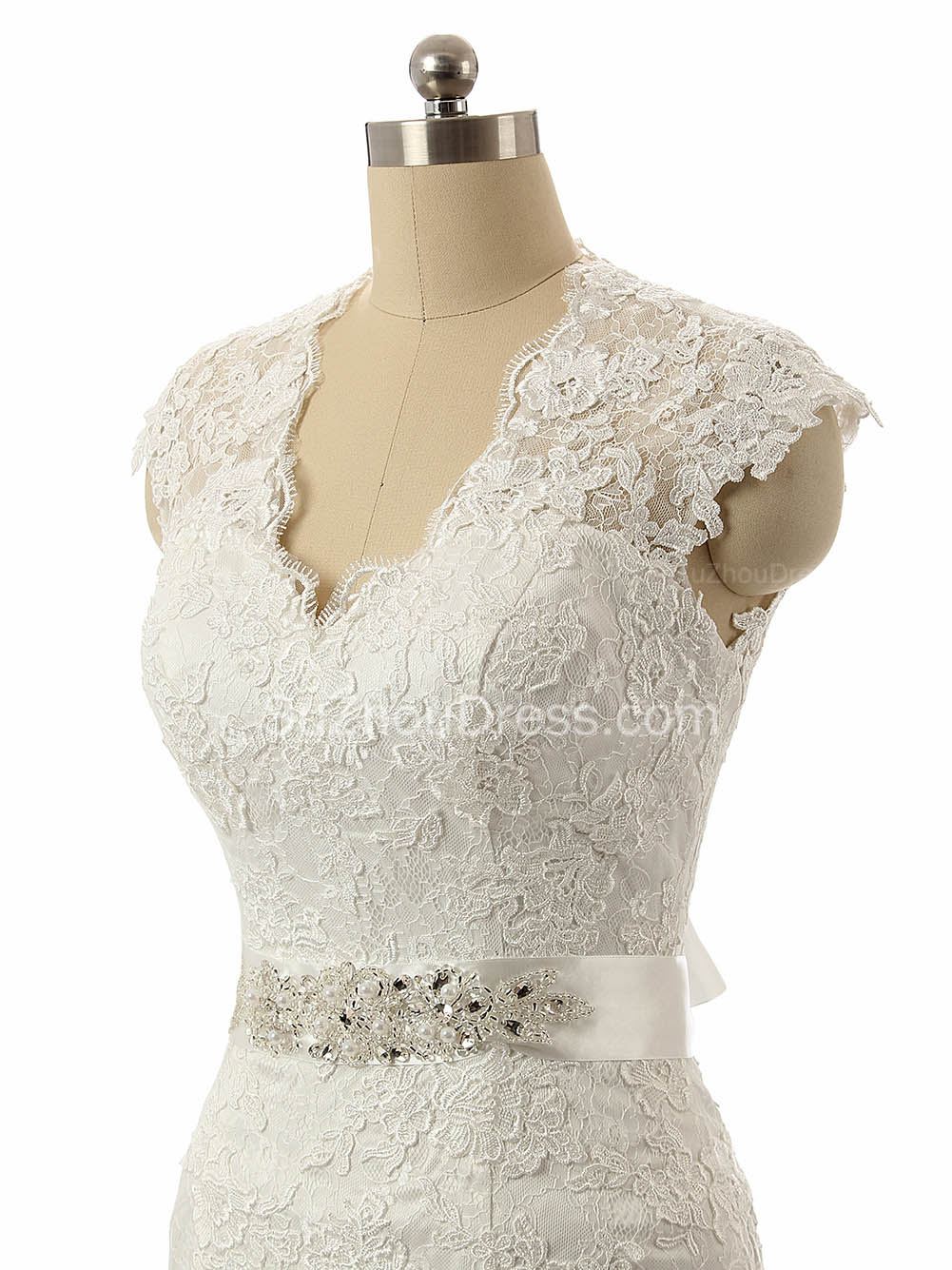 Mermaid V-neck Sweep / Brush Train Bridal Attire With Lace 3
