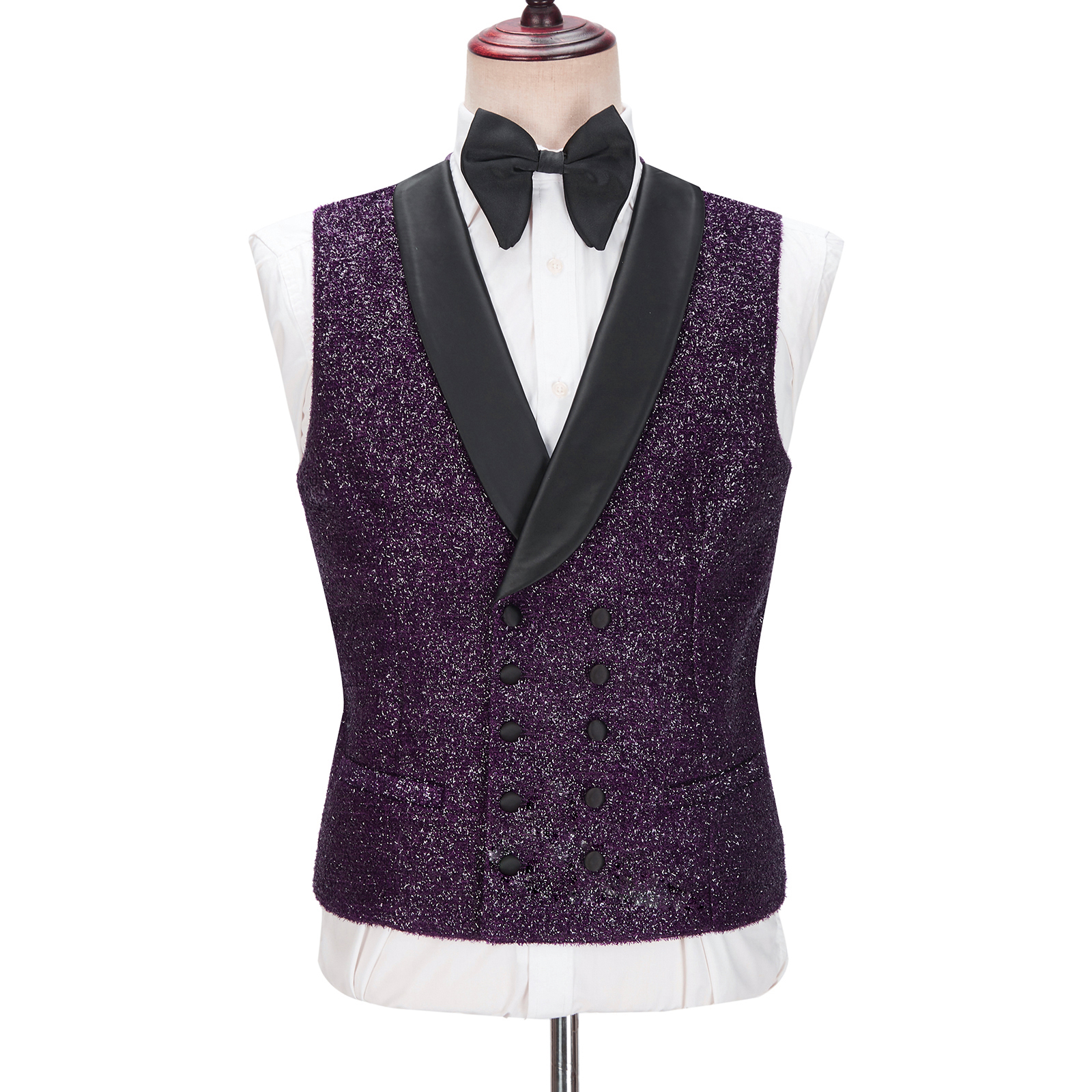 Dark Purple Sparkle Shawl Lapel Men Suit 2