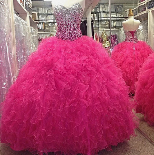 Ball Gown Sweetheart Neck Sleeveless Floor-length Organza Formal Wear With Crystal 1