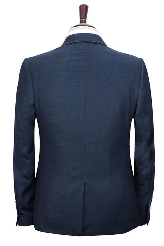 Dark Navy Notched Lapel Men's Business Suit 4