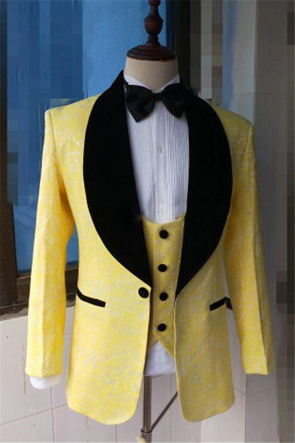 Yellow Lapel Shawl Prom Suit 2