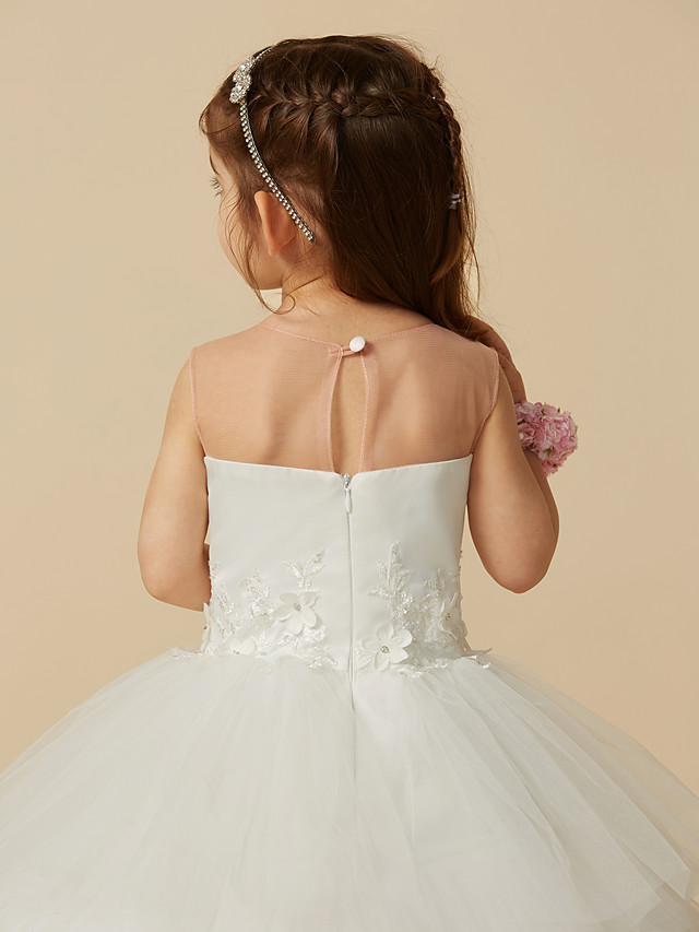 Ball Gown Sleeveless Floor-length Flower Girl Dress With Appliques 7