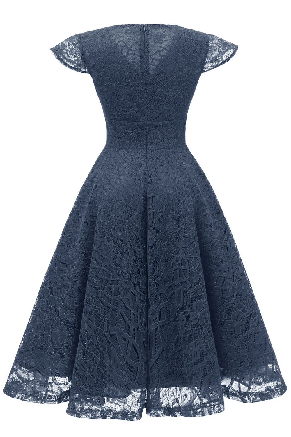 A-line V-neck Sleeveless Knee-length Lace Party Dress With Lace 2