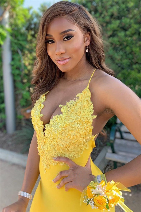 Mermaid Spaghetti Straps Sleeveless Floor-length Formal Dress With Lace 2