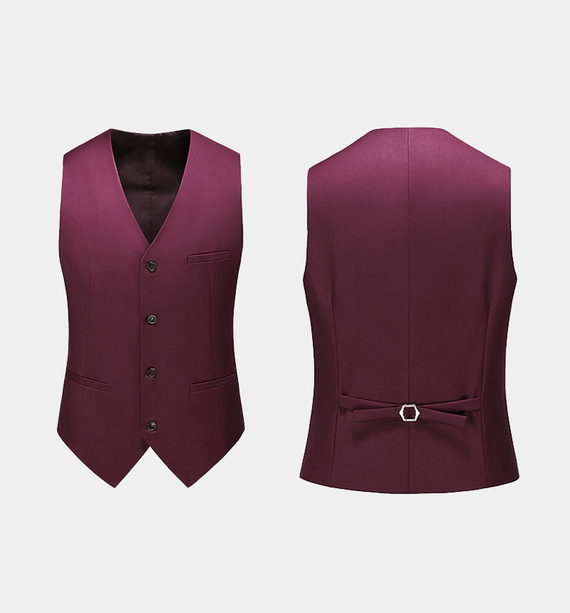 Burgundy Single Breasted Prom Suit with Peak Lapel 3