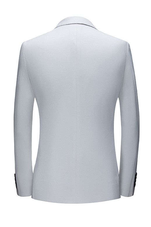 White Single Breasted Men's Suit with Notched Lapel for Business 2