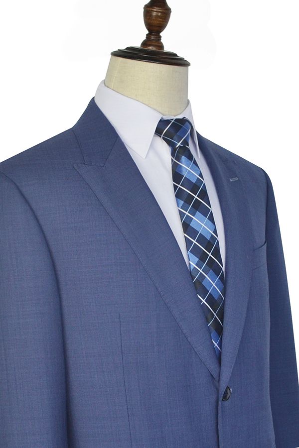 Blue Single Breasted Mens Suits for Business with Besom Pockets 3