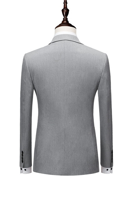 Silver Double Breasted Slim Fit  Men Suit with Peaked Lapel 2