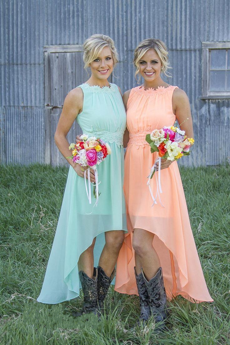 A-line Sleeveless Hi-Lo 100D Chiffon Bridesmaid Dress 3