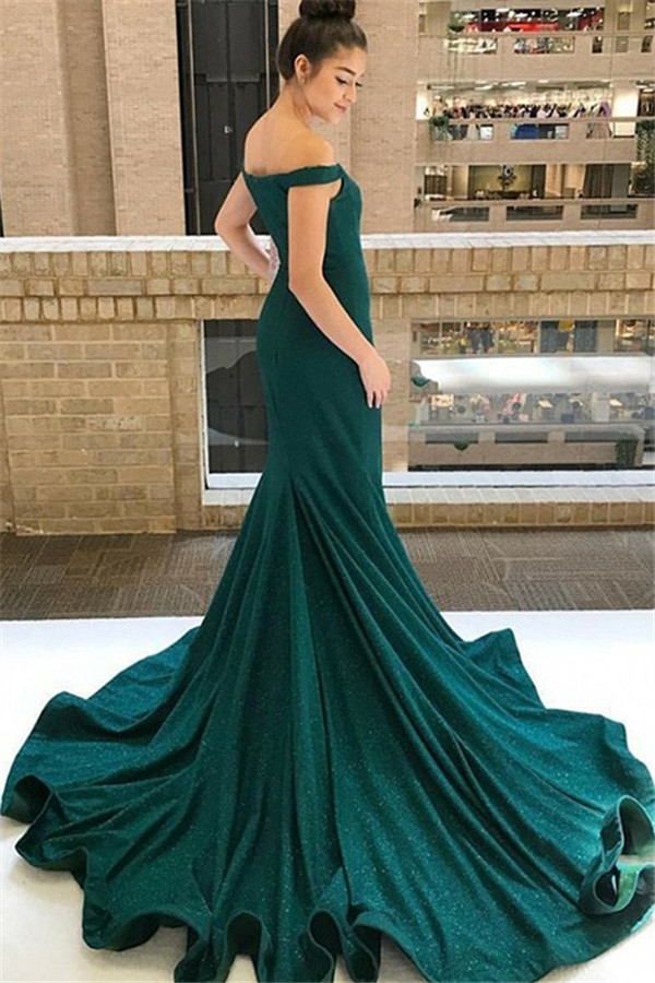 Mermaid Off-the-shoulder Sleeveless Sweep / Brush Train Evening Dress With Sequins 4