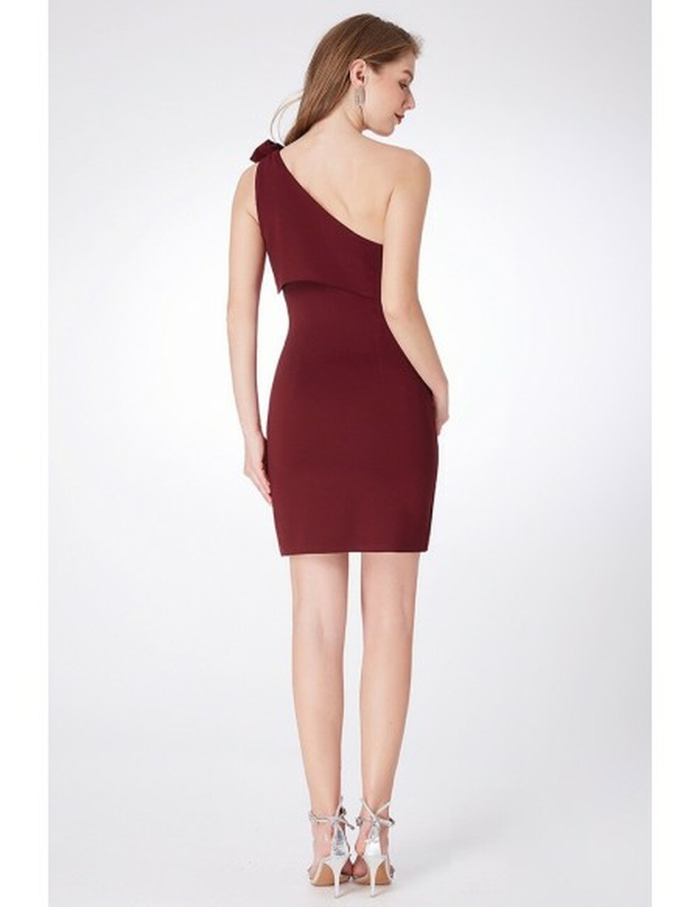 Column One Shoulder Sleeveless Knee-length Bridesmaid Dress 2