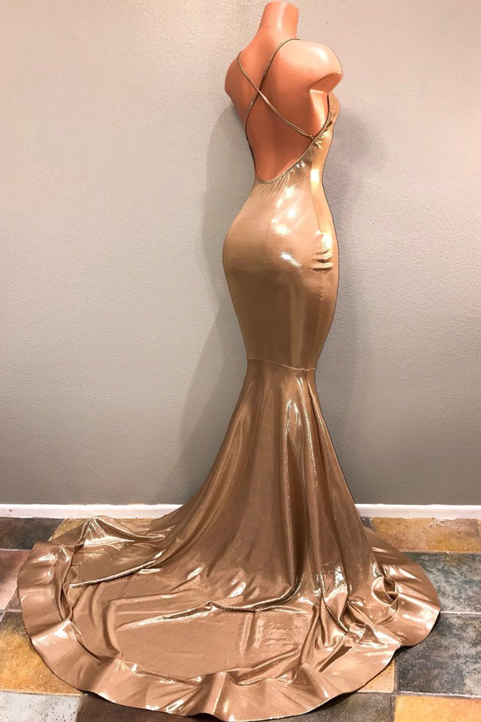 Mermaid Spaghetti Straps Sweetheart Neck Sleeveless Evening Dress With Court Train 2