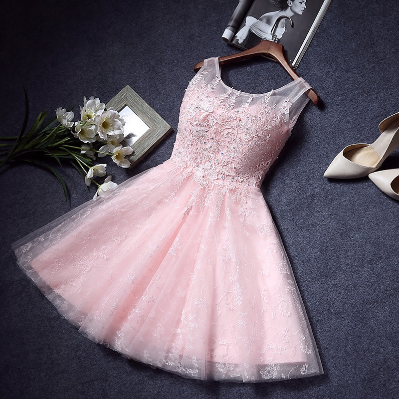 A-line Scoop Neck Sleeveless Mini Homecoming Dress With Appliques 2