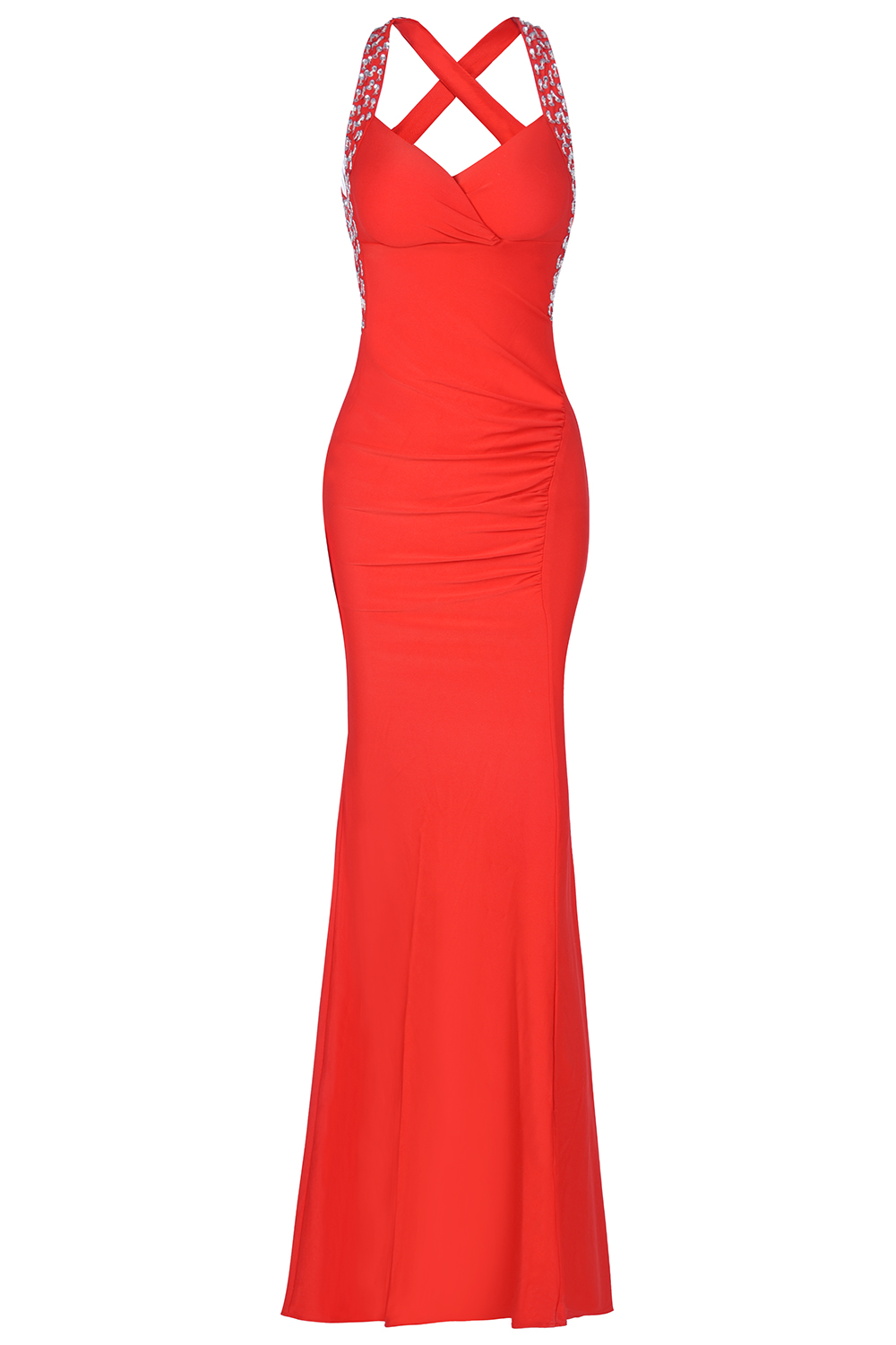 Mermaid Straps Sleeveless Sweep / Brush Train Spandex Evening Dress With Beading 14