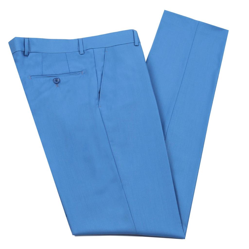 Blue Double Breasted Peaked Lapel Business Suit 4