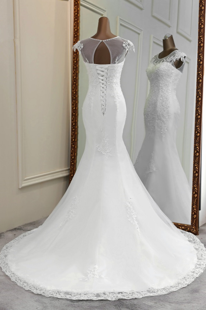 Mermaid Jewel Neck Sleeveless Floor-length Lace Bridal Attire With Lace 2