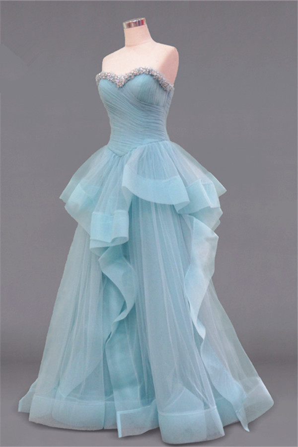 Column Sweetheart Neck Floor-length Organza Evening Dress With Crystal 2