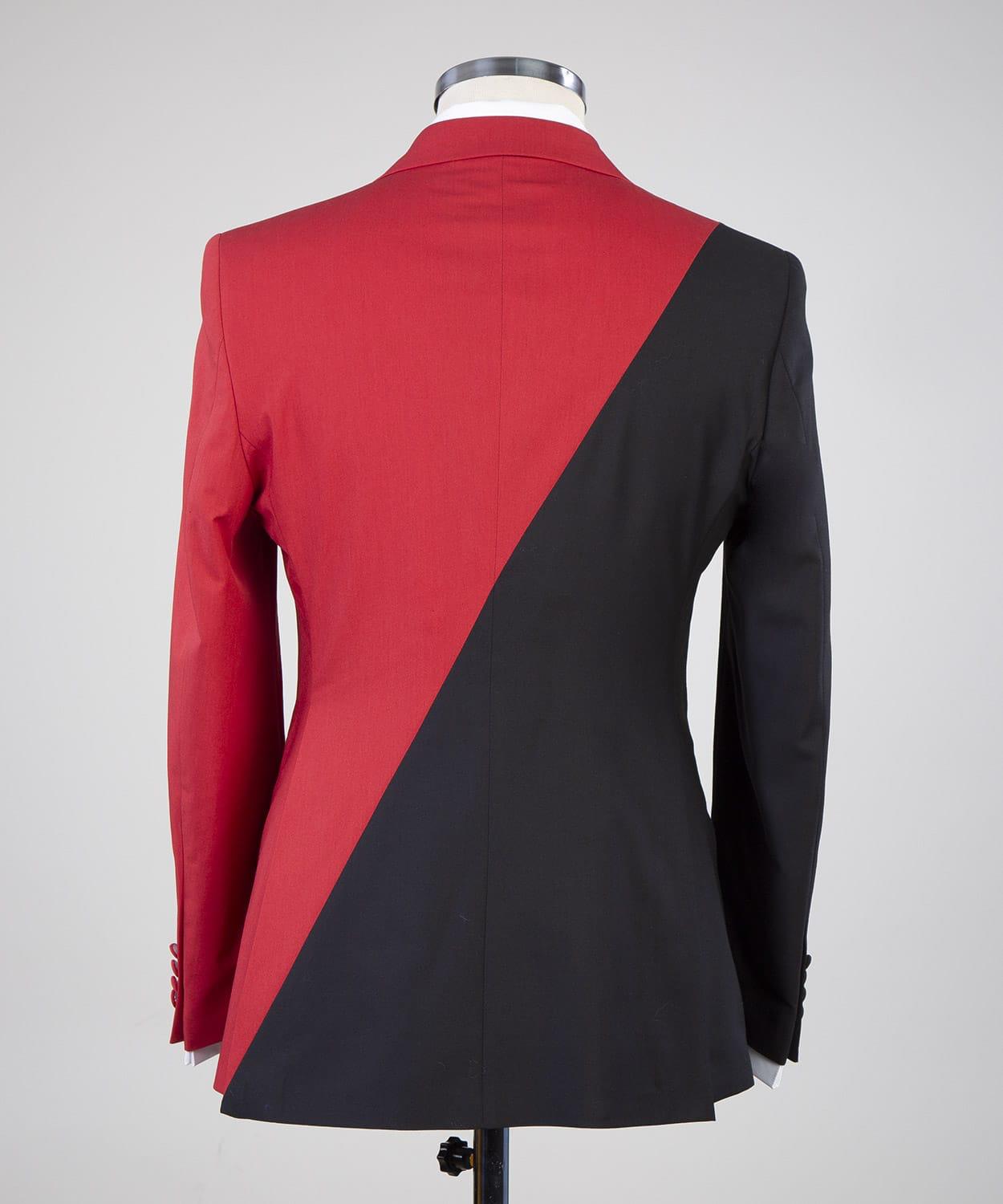 Red And Black Double Breasted Slim Fit Bespoke Men Suit 2