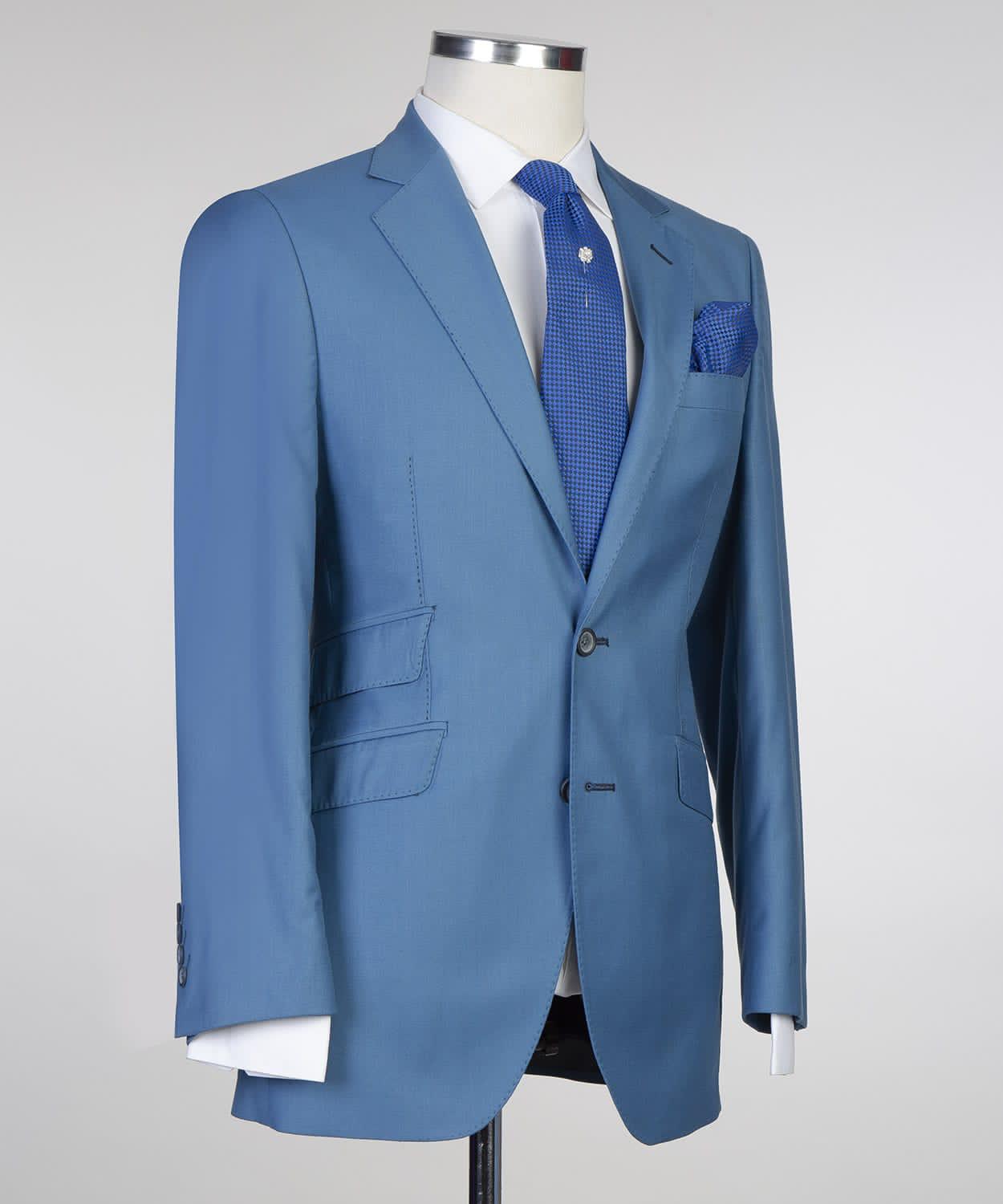 Blue Two Pieces Prom Men Suit with Notched Lapel 2