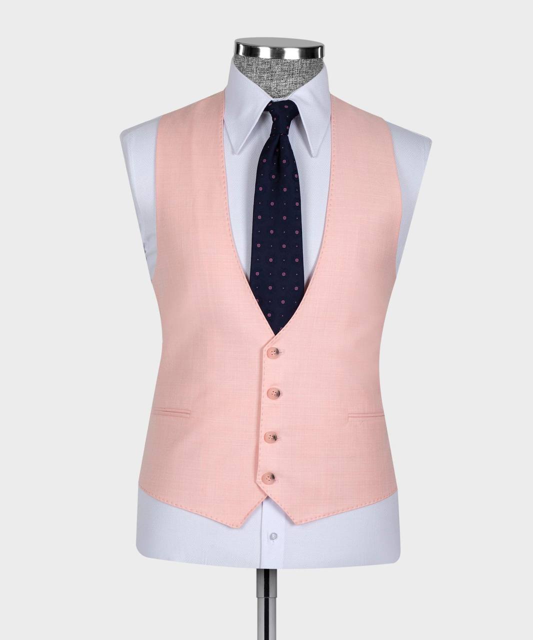 Pink Three Pieces Slim Fit Men Suit 2