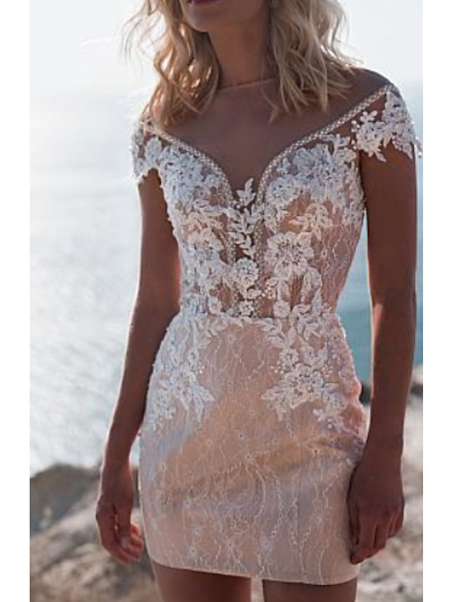 A-line Cap Sleeves Sweep / Brush Train Tulle Bridal Dress With Lace 2