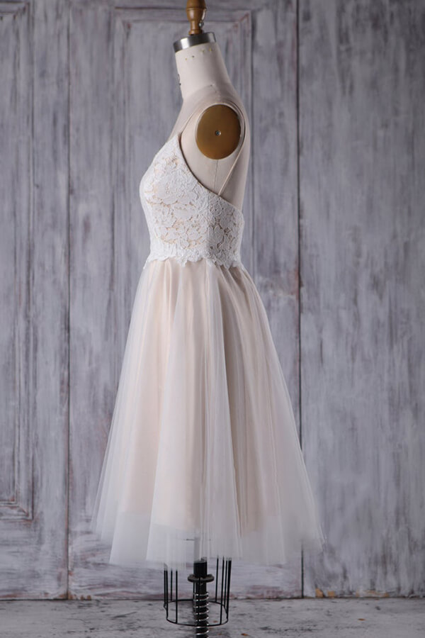 A-line Spaghetti Straps V-neck Sleeveless Floor-length Lace Wedding Dress With Lace 4