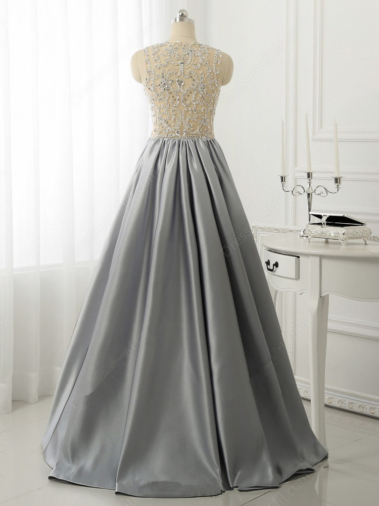 A-line Sleeveless Floor-length Evening Dress With Crystal 2