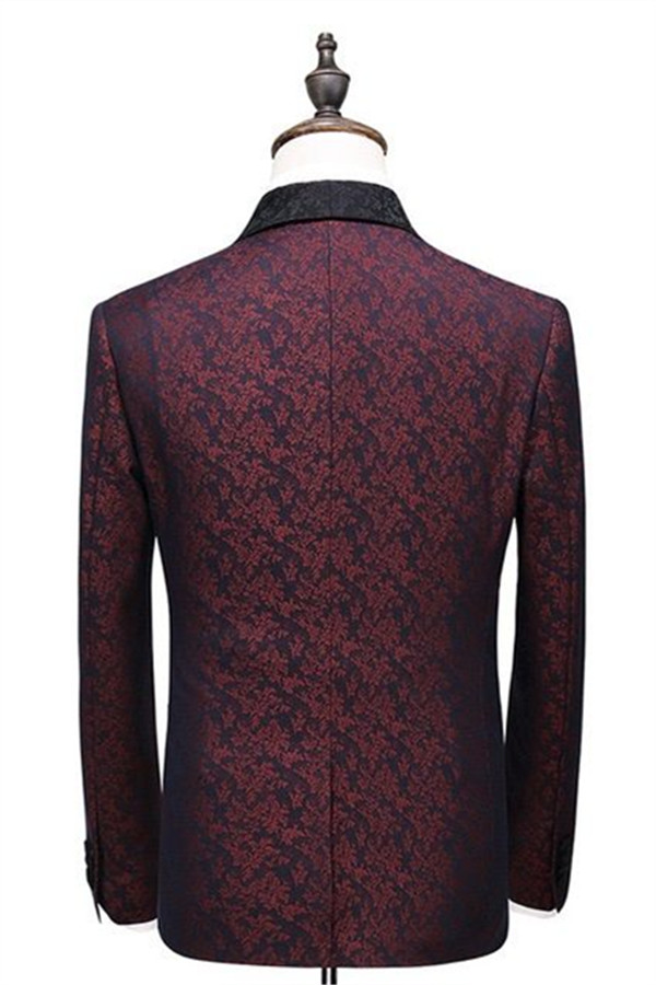 Burgundy Check Design Prom Suit 2
