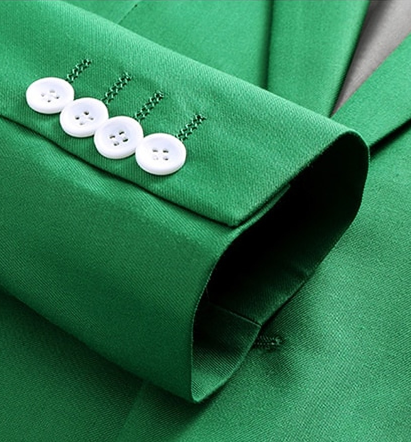 Green Single Breasted Prom Suit with Notched Lapel 5